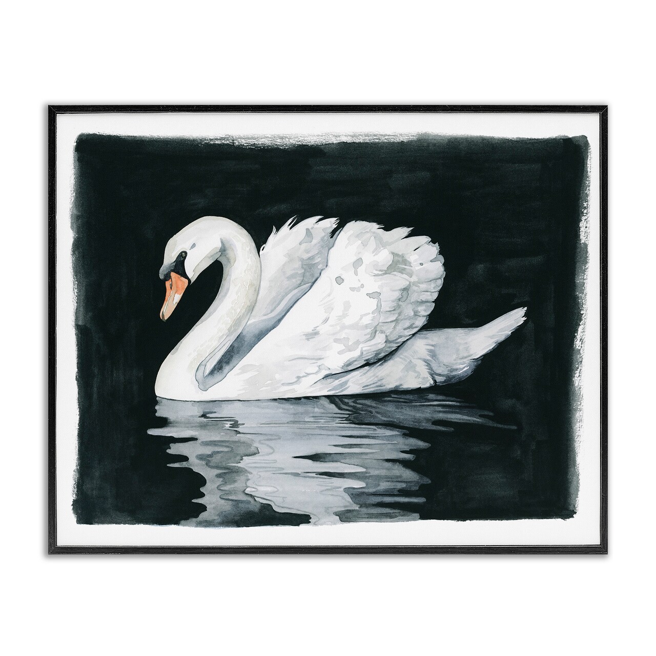 Stupell Industries Beautiful Swan Black Reflection Framed Giclee Art